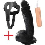 22 cm Kalın 10 Farklı Titreşimli Zenci Kemerli Dildo Takma Belden Bağlamalı Siyah Vibratör Penis