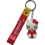 22 cm Silikon Anahtarlık Hello Kitty Anahtarlık - Kırmızı Hello Kiti Çocuk Anahtarlık
