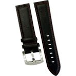 22 mm Fossil-Welder-Casio-Seiko-Omega-Armani Saat Uyumlu Deri Saat Kordonu Kayışı AL11SOFT22 mm - Siyah - Kırmızı