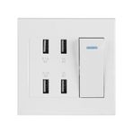 220 ~ 250V USB Şarj Cihazı Anahtarı Kontrol Duvar Soketi 4 USB Bağlantı Noktası 5V 2.1A/1A Duvar Tipi Ev Ofis için Güç Çıkışı