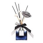 220 ml Siyah Kare Cam Şişe Seramik Çiçek Taş Bambu Çubuklu Black Orchid Oda Kokusu
