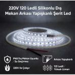 220V 120 Led Dış Mekan Şerit Led Beyaz Işık Arkası Yapışkanlı Suya Dayanıklı Dekoratif Aydınlatma Vitrin