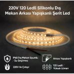 220V 120 Led Dış Mekan Şerit Led Gün Işığı Işık Arkası Yapışkanlı Suya Dayanıklı Dekoratif Aydınlatma Vitrin