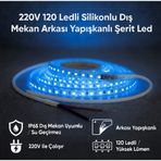 220V 120 LED Dış Mekan Şerit LED Mavi Işık Arkası Yapışkanlı Suya Dayanıklı Dekoratif Aydınlatma