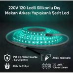 220V 120 Led Dış Mekan Şerit Led Turkuaz Işık Arkası Yapışkanlı Suya Dayanıklı Dekoratif Aydınlatma Vitrin
