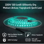 220V 120 LED Dış Mekan Şerit LED Turkuaz Işık Arkası Yapışkanlı Suya Dayanıklı Dekoratif Aydınlatma
