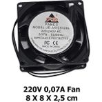 220V Ac 0.07A Soğutucu Fan 8X8X2.5 cm 80MM Metal Panel Sanayi Tip Makine Elektrik Panosu Uyumlu Fan