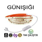220V Şerit LED Yüksek Işık Fişli ve Anahtarlı Günışığı 5 Metre ((Adaptör Trafo Yok Tak Çalıştır)) - Sarı