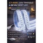 220v Trafosuz Yapışkanlı Dış Mekan Şerit Led Günışığı 3 M / 5 M 5 Metre Beyaz