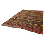 220x329 cm Çizgili Kilim Kahverengi Çizgili Yün El Dokuma Modern Geometrik Etnik Eskitme Desenli Boho Oturma Odası Salon Yolluk Koridor Mutfak Halısı