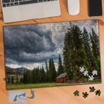 223 Çam Ağaçları Ve Küçük Kulübe 240 Parça Puzzle Yapboz Tablo