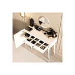 2240 LOVE AYNALI (AHŞAP AYAKLI) MDF PROFİL ÇERÇEVELİ ÇEKMECELİ – KAPAKLI 120 CM MAKYAJ MASASI BEYAZ