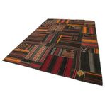 224x331 cm Kırk Yama Siyah Yama Pamuklu Yün El Dokuma Modern Geometrik Etnik Eskitme Desenli Boho Oturma Odası Salon Yolluk Koridor Mutfak Halısı
