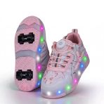 2256-N-Drops Led Işıklı Çift Tekerlekli Akıllı Bağcıklı Unisex Çocuk Patenli Ayakkabı