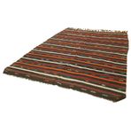 226x314 cm Çizgili Kilim Kahverengi Çizgili Yün El Dokuma Modern Geometrik Etnik Eskitme Desenli Boho Oturma Odası Salon Yolluk Koridor Mutfak Halısı