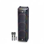 2272 Dijital LED Göstergeli Çift Kablosuz Mikrofonlu RGB TWS Üçlü 12 inç Stereo Bass Kablosuz Karaoke Hoparlör