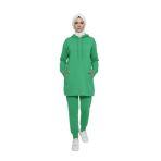 2273_Tesettür Kapüşonlu Eşofman Takımı - 3 İplik, Cepli, Oversize Rahat Kesim, Mevsimlik Spor Takım, 00430 Yeşil, 40
