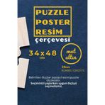 22lik Puzzle Poster Resim Çerçevesi PVCli Postersiz Resimsiz Çerçeve (Eskitme Altın, 34x48)