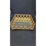 22X22X8CM Gold Renk Aynalı Cam Metal Tepsi Kare Home Nişan Çikolata 1 Adet