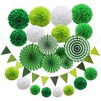 23 adet ponpon dekorasyonu, FORMVERSITY pelür kağıt ponpon, kağıt yelpaze, dekorasyon, kağıt çiçekler, ponpon seti, parti dekorasyonu, çelenk yeşil, flama, kutlamalar, doğum günleri, düğünler