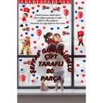 23 Nisan Çocuk Bayramı Çift Taraflı 80 Parça Kaligrafik Cam Kapı Duvar Sticker Seti - 135 x 51 cm