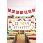 23 Nisan Süsleri 23 Nisan Hediyeleri İpli Ay Yıldızlı Bayrak 10 lu Flama