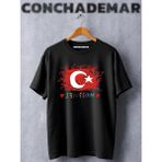 23 Nisan Türk Bayrağı Baskılı Oversize Tshirt - Siyah