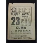 23 Temmuz 1976 Cuma İmam-Hatip Takvimi Yaprağı (Sahafiye Kitap)