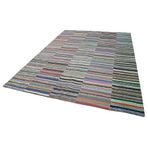 230x320 cm Kırk Yama Gri Yama Pamuklu Yün El Dokuma Modern Geometrik Etnik Eskitme Desenli Boho Oturma Odası Salon Yolluk Koridor Mutfak Halısı