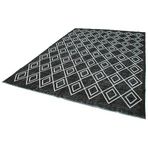 230x342 cm Geometrik Halı Siyah Geometrik Yün El Dokuma Modern Geometrik Etnik Eskitme Desenli Boho Oturma Odası Salon Yolluk Koridor Mutfak Halısı