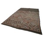230x365 cm Geometrik Kilim Kahverengi Geometrik Yün El Dokuma Modern Geometrik Etnik Eskitme Desenli Boho Oturma Odası Salon Yolluk Koridor Mutfak Halısı