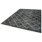 231x300 cm Geometrik Halı Siyah Geometrik Yün El Dokuma Modern Geometrik Etnik Eskitme Desenli Boho Oturma Odası Salon Yolluk Koridor Mutfak Halısı