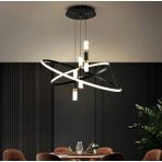 2*35+50CM Halka 3*40MM Boru LED Lamba,yuvarlak Sarkıt Avize,modern,dekoratif 3000K Işık Siyah