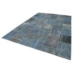 235x353 cm Kırk Yama Mavi Yama Pamuklu Yün El Dokuma Modern Geometrik Etnik Eskitme Desenli Boho Oturma Odası Salon Yolluk Koridor Mutfak Halısı