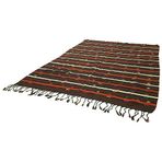 236x330 cm Çizgili Kilim Kahverengi Çizgili Yün El Dokuma Modern Geometrik Etnik Eskitme Desenli Boho Oturma Odası Salon Yolluk Koridor Mutfak Halısı