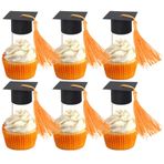 24 Adet 2025 Mezuniyet Kepi Püsküllü Pasta Dekorasyonu Cupcake Süslemeleri Kongreler Derece Kap Kek Tepesi 2025 Sınıfı Pasta Dekorasyonu 2025 Mezuniyet Teması Parti Pasta Süslemeleri Siyah Turuncu