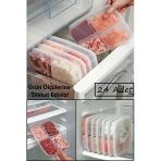 24 Adet 4 Bölmeli Öğünlük Et Sebze Mini Saklama Kabı Buzluk Kıyma Organizer Düzenleyici