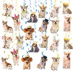 24 adet Corgi asılı girdap süslemeleri Corgi tavan flamalar asılı süslemeleri Corgi parti süslemeleri Corgi köpek doğum günü partisi malzemeleri