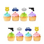 24 adet Polis Cupcake Toppers, Polis Memuru Cupcake Toppers, Mavi Glitter Polis Cupcake Bebek Duş için Seçtikleri, Polis Emeklilik/Tebrikler Polis Partisi Malzemeleri