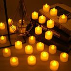 24 ADET Sevgililer Günü Masa Mumu Led Mum Ledli Mum Model Işıklı Tealight Mum Pilli - Sarı