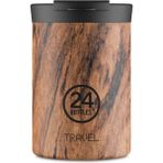 24 Bottles 350 ml Kahverengi Travel Tumbler Sequoia Wood Paslanmaz Çelik Termos Bardak