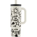 24 Bottles Straw Cup Viva La Vida Pipetli Paslanmaz Çelik Termos 800 ml - Renkli - 1 Adet