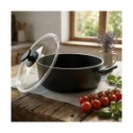 24 cm Buz Karnıyarık Tenceresi - Siyah Yanmaz Yapışmaz Sığ Pilav ve Yemek Tenceresi - (No Color) - Option-1