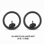 24 Jant Lastik Seti - 2 Dış Lastik 24x1.95 + 2 İç Lastik Oto Kalın Sibop - Takım Bisiklet Lastiği