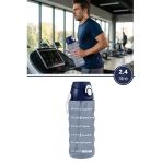 2,4 Litre Zaman Çizelgeli Motivasyon Su Matarası, Pipetli Sızdırmaz Fitness Sporcu Su Şişesi