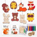 24 Paket Hayvan Partisi Şekerleri, Çocuklar için Bitmemiş Ahşap Boyama El Sanatları, Safari Parti Şekerleri, Sincap, Baykuş, Benekli Geyik, Tavşan, Ayı, Tilki, Kirpi, Rakun, Safari Ormanı Ahşap Boyama
