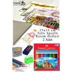 24 Renk Kuru Boya 25X35 Cm Telli Spralli Resim Defteri Hamur Silgi Kalemtraş 15 Yaprak Kuruboya Resim Defteri Kuruboya