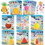 24 Yaprak Yaz Yüz Çıkartması, Kendi Hawaii Çıkartmaları Yapın Flamingo Karpuz Ananas Erkek Kız Çocuklar için Yaz Çıkartmaları Ev Okul Sınıf El Sanatları Etkinlikler Hawaii Parti Hediyeleri