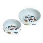 240-506150 Flamingo Balık Desenli Porselen Kedi Mama Kabı Small