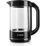 2400 W 1.7 Lt Cam Kettle, Siyah, Şık ve Fonksiyonel Elektrikli Su Isıtıcı - Ahşap